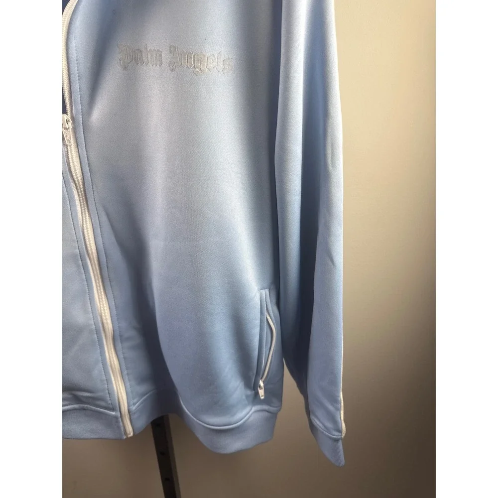 Palm Angels Track Jacket Mens L Light Blue Excellent Side Stripe Zip Up